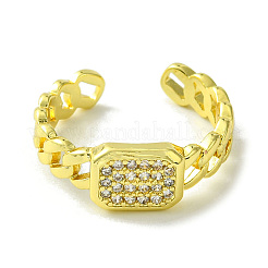 Brass Micro Pave Cubic Zirconia Open Cuff Rings&nbsp;RJEW-K256-35G