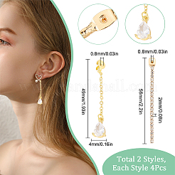 8Pcs 2 Style Brass Ear Nuts with Crystal Rhinestone Tassel&nbsp;KK-SC0003-14