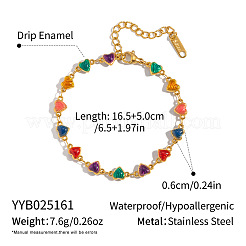 Heart 304 Stainless Steel Enamel Link Chain Bracelets for Women&nbsp;AZ3410-1