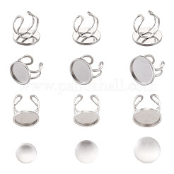 9Pcs 3 Sizes 304 Stainless Steel Cuff Pad Ring Settings&nbsp;DIY-PJ0001-09P