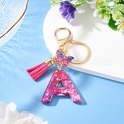 Alloy Resin Butterfly Keychains&nbsp;KEYC-TADJ0002-02G-A