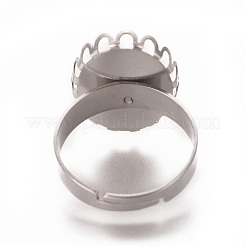 Adjustable 304 Stainless Steel Finger Rings Components&nbsp;STAS-WH0014-02A