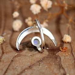 Alloy Resin with Crescent Moon Open Cuff Ring&nbsp;PW23031684096-1