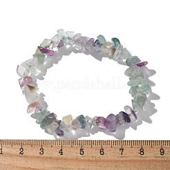 Chips Natural Fluorite Beaded Stretch Bracelets&nbsp;BJEW-JB01826-01