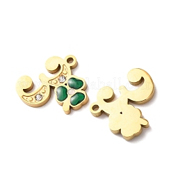 304 Stainless Steel Enamel & Rhinestone Pendants&nbsp;STAS-B130-01G-3