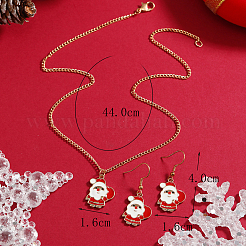 Christmas Theme Alloy Enamel Pendant Necklace & Dangle Earrings Set&nbsp;FN1321-1