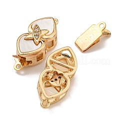 Brass Micro Pave Clear Cubic Zirconia Box Clasps&nbsp;KK-U037-14G