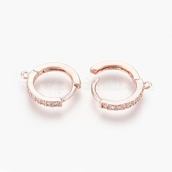 Brass Micro Pave Cubic Zirconia Huggie Hoop Earring Findings&nbsp;KK-O112-13RG