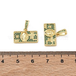 Brass Micro Pave Green Cubic Zirconia Charms&nbsp;CU-CBABEB3-07G