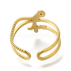 Ion Plating(IP) 304 Stainless Steel Cuff Rings for Women&nbsp;RJEW-U017-03G