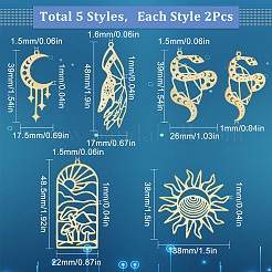 10Pcs 5 Style 201 Stainless Steel Pendants&nbsp;STAS-SC0004-49