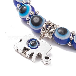 Resin Evil Eye Beaded Stretch Bracelet with Alloy Charm for Men Women&nbsp;BJEW-JB08216