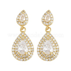 Brass Micro Pave Cubic Zirconia Stud Earrings&nbsp;EJEW-K312-06G