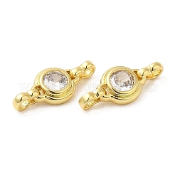 Rack Plating Brass Pave Clear Cubic Zirconia Connector Charms&nbsp;KK-Z028-05G
