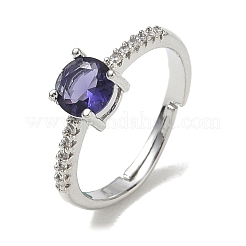 Brass & Round Cubic Zirconia Finger Rings&nbsp;CU-CBA7E55-19P-02