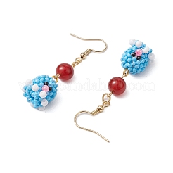 Handmade Glass Seed Beads Octopus Dangle Earrings&nbsp;EJEW-MZ00278-02