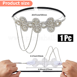 Flower Polyester Rhinestone and Alloy Plastic Pearl Tassel Chain Hair Accessories&nbsp;OHAR-WH20020-02S
