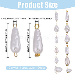 120Pcs 12 Styles ABS Plastic Imitation Pearl Pendants & Connector Charms&nbsp;PALLOY-PH01909