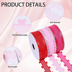 3 Rolls 3 Colors Heart Valentine's Day Polyester Lace Trim&nbsp;OCOR-FG0002-74