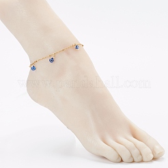 Evil Eye Lampwork Charm Anklets&nbsp;AJEW-AN00421-02