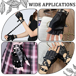 2 Pairs PU Leather Biker Punk Gloves with Belt&nbsp;AJEW-CL0003-02