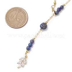 Natural Lapis Lazuli Round and Nuggets Lariat Necklaces&nbsp;NJEW-JN05727