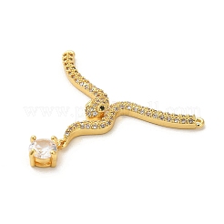 Brass Micro Pave Clear Cubic Zirconia Connector Charms&nbsp;X-KK-C108-02B-G