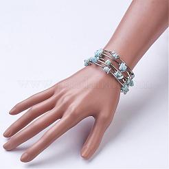 Natural Larimar Beaded Wrap Bracelets&nbsp;BJEW-JB02682-01