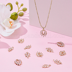 12pc 4 Styles Brass Micro Pave Clear Cubic Zirconia Pendants&nbsp;FIND-AR0006-32G
