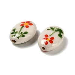 Flower Theme Printed Handmade Porcelain Beads&nbsp;LAMP-D303-06E-03