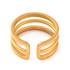 Ion Plating(IP) 304 Stainless Steel Hollow Multi-layer Open Cuff Finger Rings for Women&nbsp;RJEW-S414-19B-G