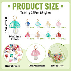 32Pcs 8 Style Glass Pendants&nbsp;PALLOY-TAC0300