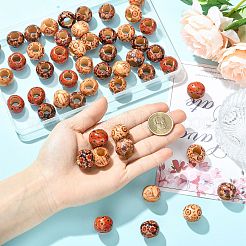 50Pcs 5 Colors Printed Wood Beads&nbsp;WOOD-CJ0002-72