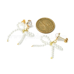 Natural Pearl Beaded Bowknot Dangle Stud Earrings&nbsp;EJEW-TA00321