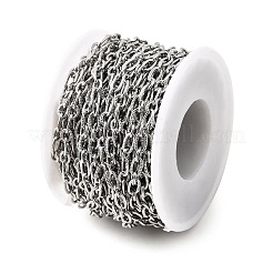 304 Stainless Steel Textured Oval Link Chains&nbsp;CHS-C018-08P