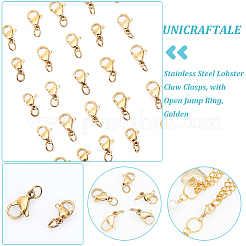 40Pcs 4 Styles 304 Stainless Steel Lobster Claw Clasps&nbsp;STAS-UN0040-73