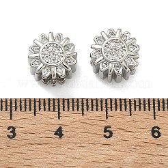 Flower Brass Micro Pave Clear Cubic Zirconia European Beads&nbsp;KK-D229-05P