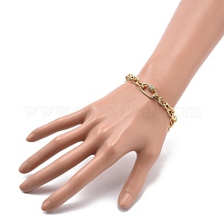 Brass Cable Chain Bracelet with Clear Cubic Zirconia Locking Carabiner for Men Women&nbsp;BJEW-JB08918