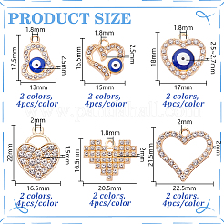 48Pcs 12 Styles Alloy Rhinestone Pendants&nbsp;FIND-GA0007-12
