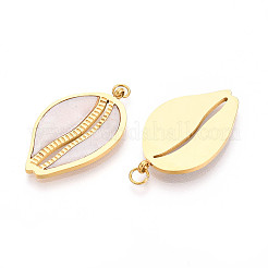 304 Stainless Steel Pave Natural Shell Pendants&nbsp;STAS-N115-21A-G