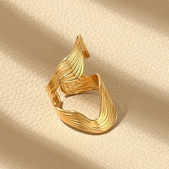 Irregular 304 Stainless Steel Open Cuff Rings&nbsp;LS-RJEW-M070-01G