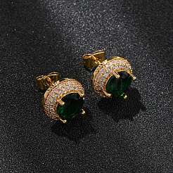 Brass Micro Pave Cubic Zirconia Stud Earrings for Women&nbsp;EJEW-F418-05G
