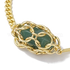 Double Terminal Pointed Mixed Gemstone Link Macrame Pouch Bracelets&nbsp;BJEW-JB10277