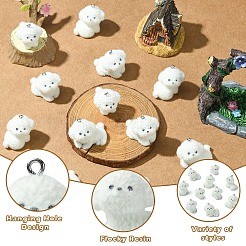 4Styles 4Pcs Flocking Resin Cute Puppy Pendants&nbsp;RESI-YW0003-43A