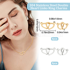 12Pcs 2 Colors 304 Stainless Steel Connector Charms&nbsp;STAS-BBC0002-20