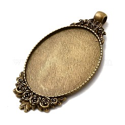 Vintage Tibetan Style Alloy Carved Rose Big Pendant Cabochon Settings&nbsp;X-TIBEP-M018-99AB-NF