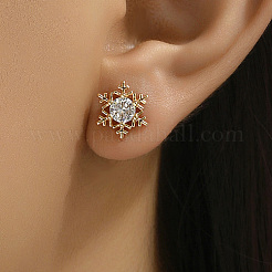 201 Stainless Steel Micro Pave Cubic Zirconia Stud Earrings&nbsp;HL5648