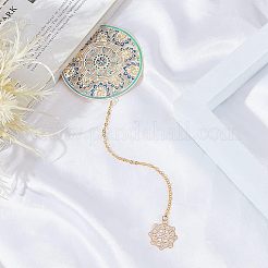 Brass Enamal Pendant Bookmarks&nbsp;AJEW-WH0042-28G