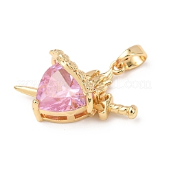 Brass Micro Pave Cubic Zirconia Pendants&nbsp;KK-F917-08G-02