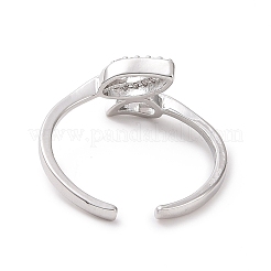 Clear Cubic Zirconia Hollow Out Leaf Open Cuff Ring&nbsp;RJEW-H127-38P